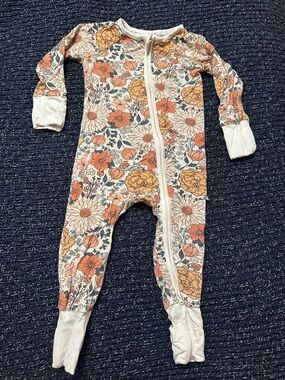 Caden Lane Bamboo Floral Zip Footless Pajama 6-12M